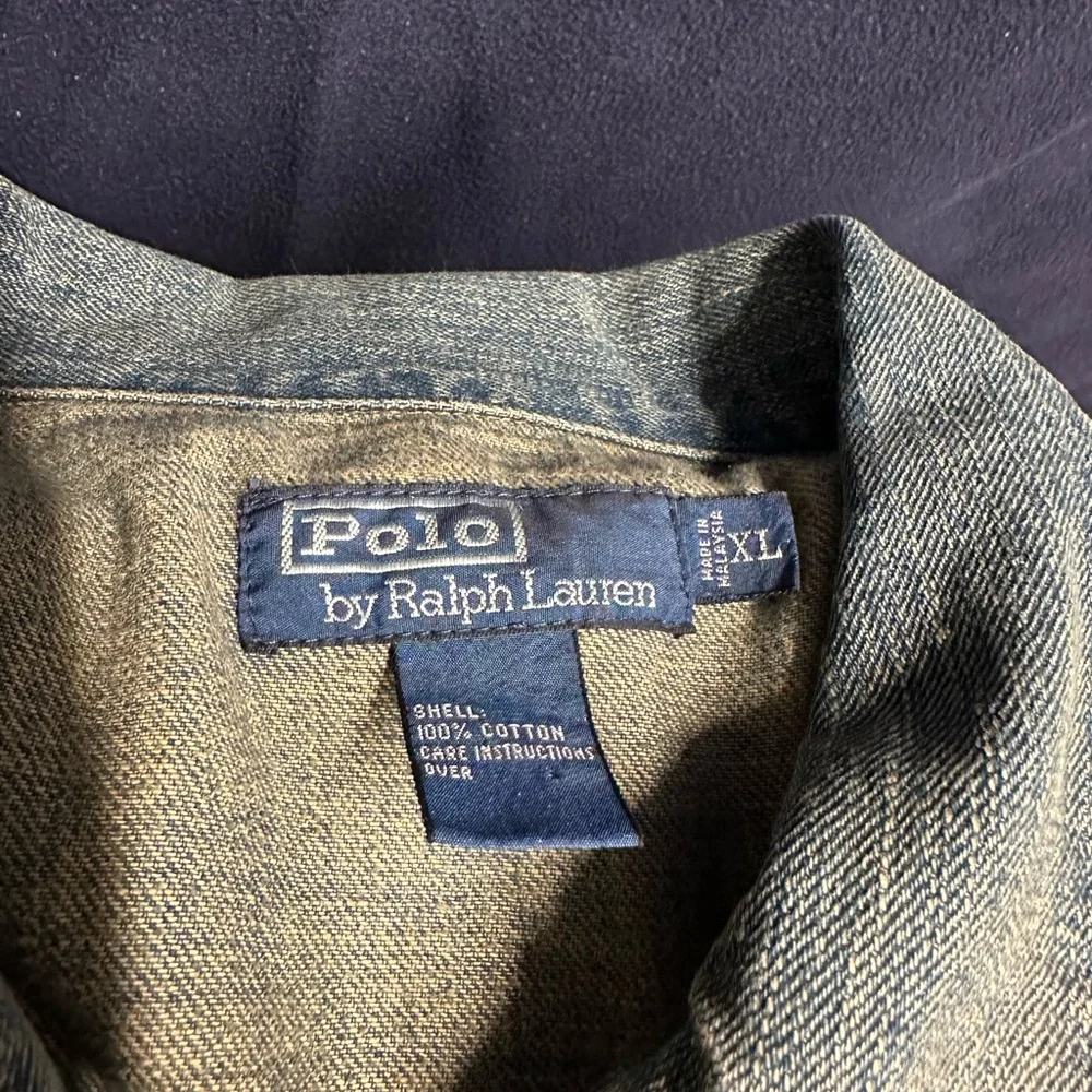 Ralph Lauren Polo denim Jacket. Men’s size XL. Tan wash on 1/4 distress. - Picture 3 of 4